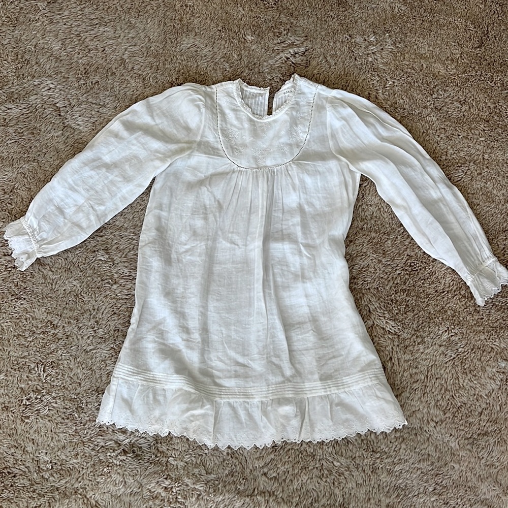 Doen white long sleeve short dress small